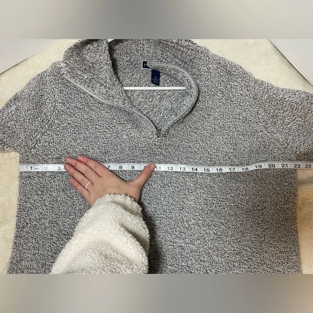 Karen Scott Gray Marled Quarter Zip Pullover Sweater XL Cozy Soft Knit - Picture 5 of 5
